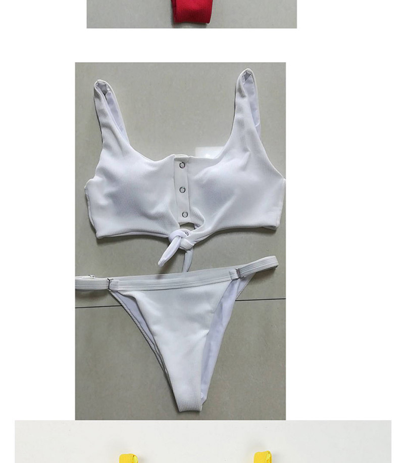 Sexy White Pure Color Decorated Swimwear,Bikini Sets