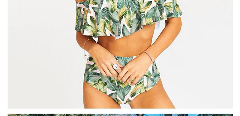 Sexy Green Leaf Pattern Decorated Swimwear(2pcs),Swimwear Sets