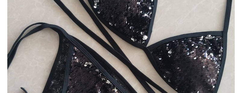 Sexy Black Paillette Decorated Swimwear(2pcs),Bikini Sets