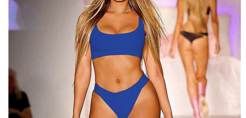 Sexy Blue Pure Color Decorated Simple Swimwear,Bikini Sets