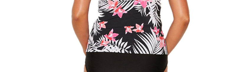 Sexy Black Flower Pattern Decorated Swimwear,Swimwear Plus Size