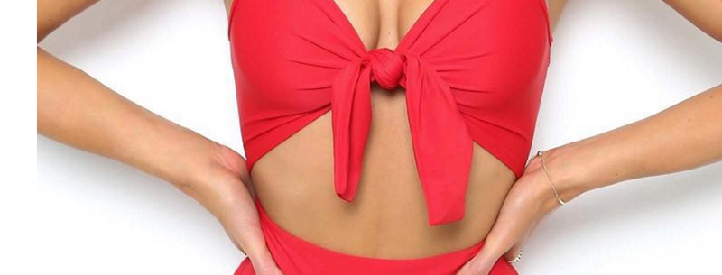 Sexy Red Bowknot Shape Decorated One-piece Swimwear,One Pieces