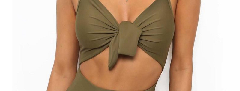 Sexy Green Bowknot Shape Decorated One-piece Swimwear,One Pieces
