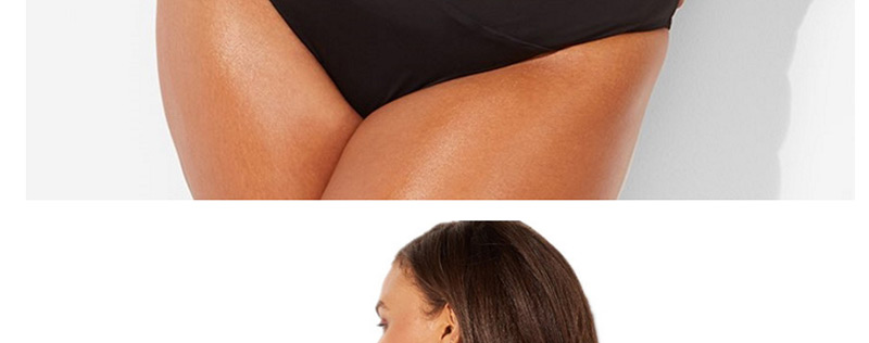 Sexy Black Off-the-shoulder Design Pure Color Swimwear,Swimwear Plus Size
