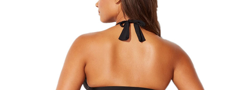 Sexy Black Off-the-shoulder Design Pure Color Swimwear,Swimwear Plus Size