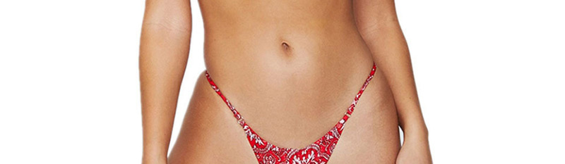 Sexy Red Flower Pattern Decorated Suspender Swimwear,Bikini Sets