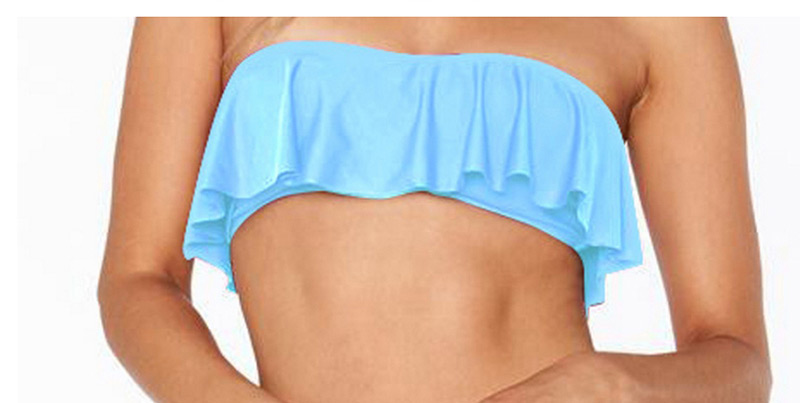 Sexy Sapphire Blue Pure Color Decorated Swimwear(2pcs),Bikini Sets