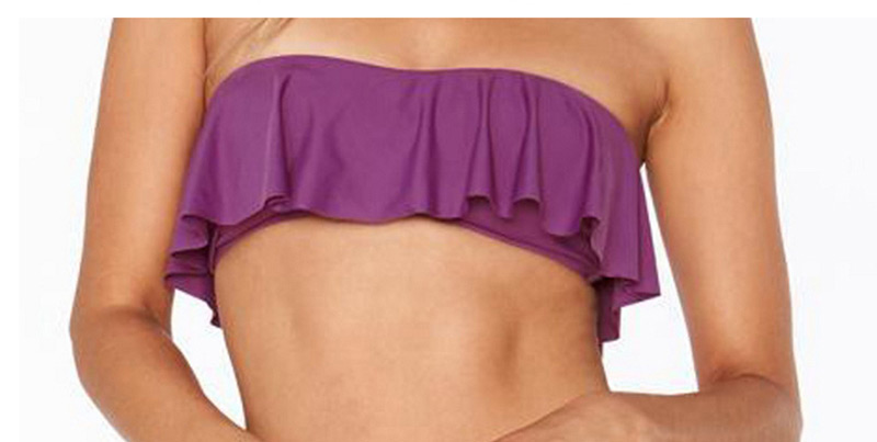 Sexy Purple Pure Color Decorated Swimwear(2pcs),Bikini Sets