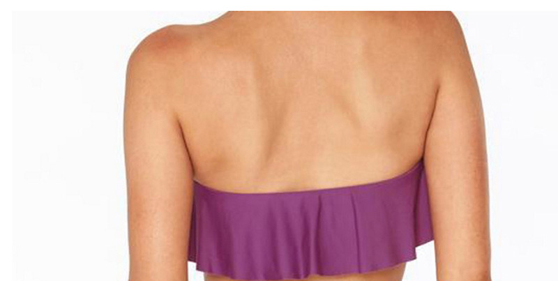 Sexy Purple Pure Color Decorated Swimwear(2pcs),Bikini Sets