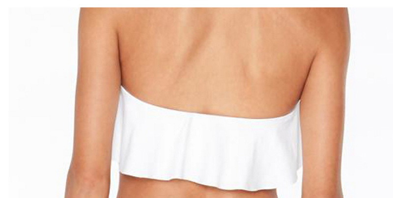 Sexy White Pure Color Decorated Swimwear(2pcs),Bikini Sets