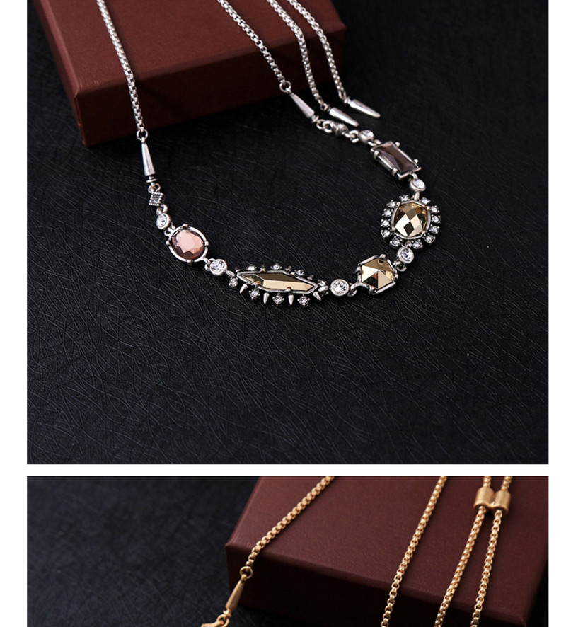 Fashion Silver Color Geometric Shape Decorated Necklace,Bib Necklaces