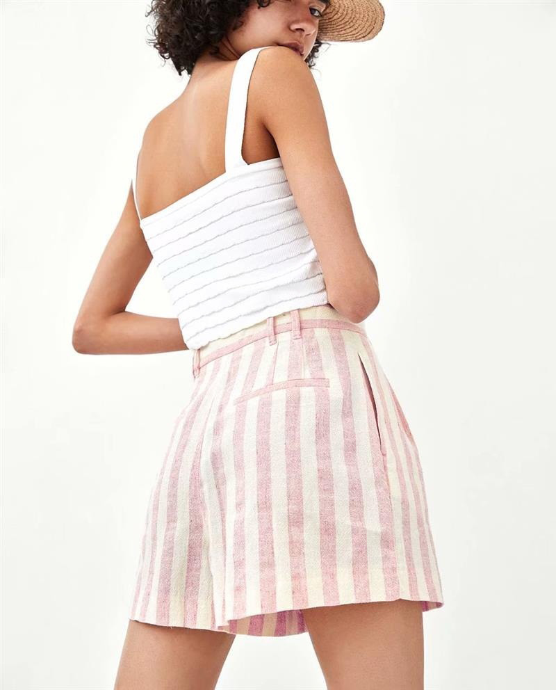 Fashion Pink Stripe Pattern Decorated Pants,Shorts