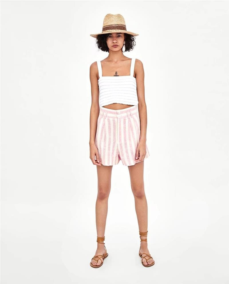 Fashion Pink Stripe Pattern Decorated Pants,Shorts
