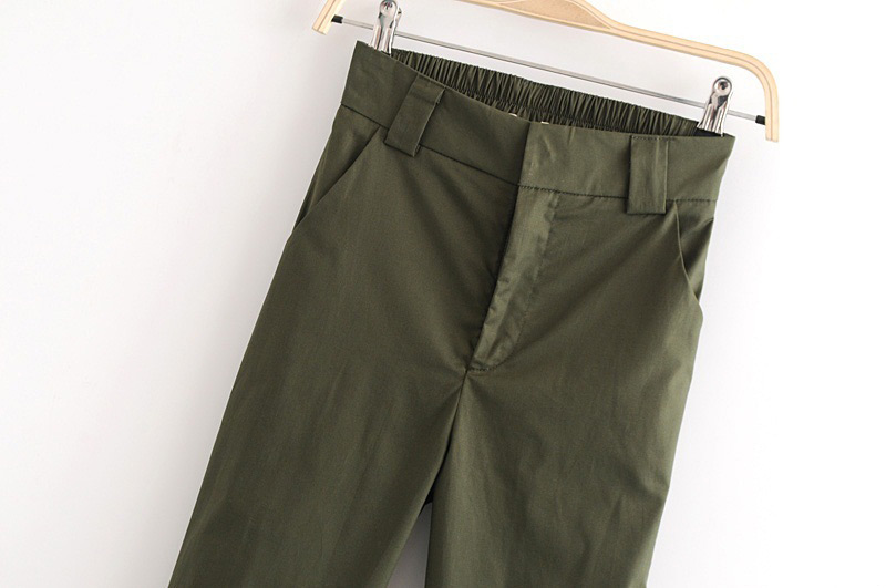 Fashion Green Pure Color Decorated Pants,Pants