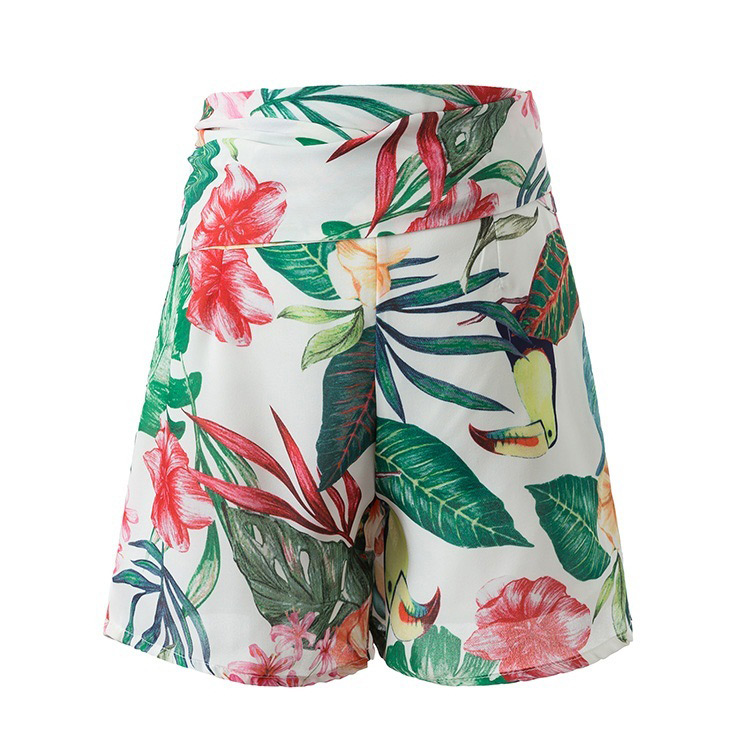 Fashion Green Flower Pattern Decorated Skirt,Shorts