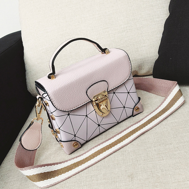 Fashion Pink Grid Pattern Decorated Bag,Handbags