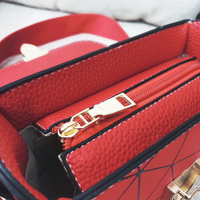 Fashion Red Grid Pattern Decorated Bag,Handbags