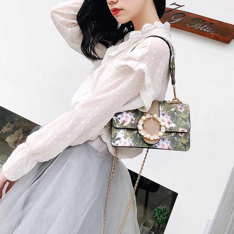 Fashion Khaki Flower Pattern Decorated Bag,Shoulder bags