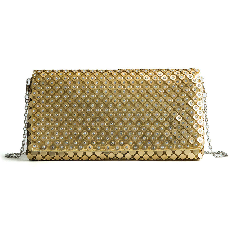 Fashion Champagne Full Diamond Decorated Bag,Shoulder bags
