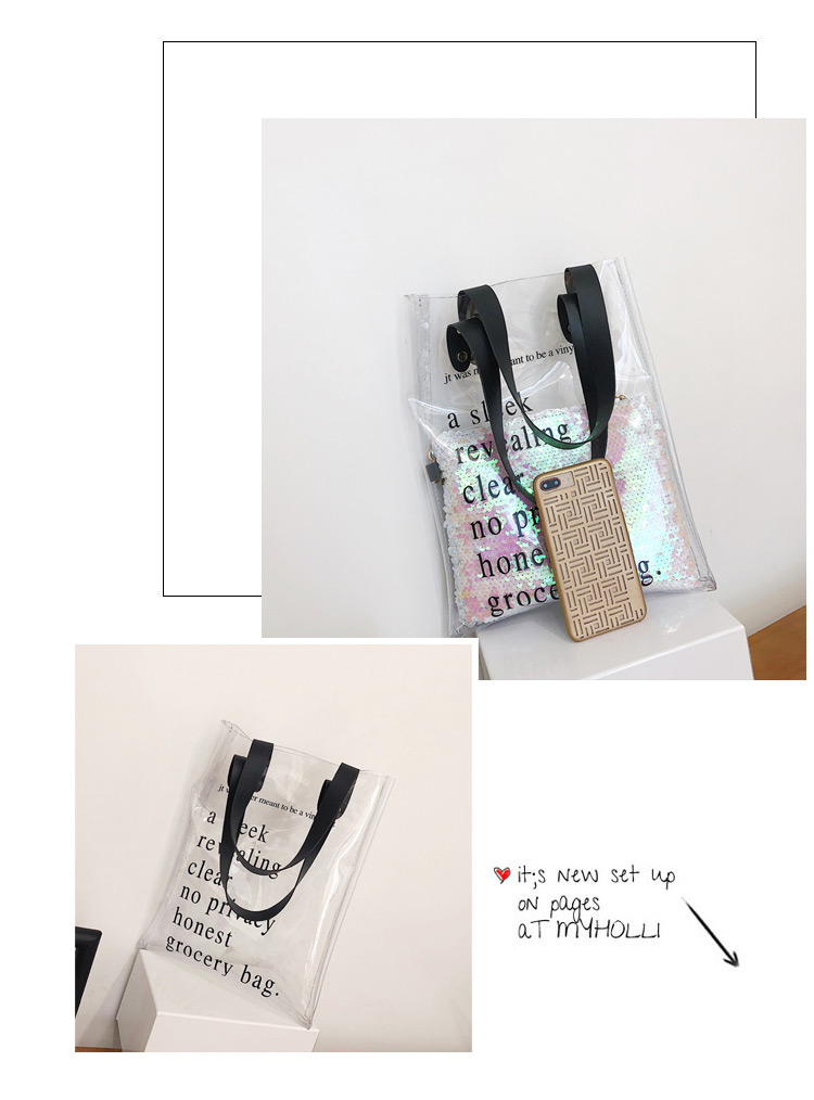 Fashion Beige Letter Pattern Decorated Bag(2pcs),Handbags