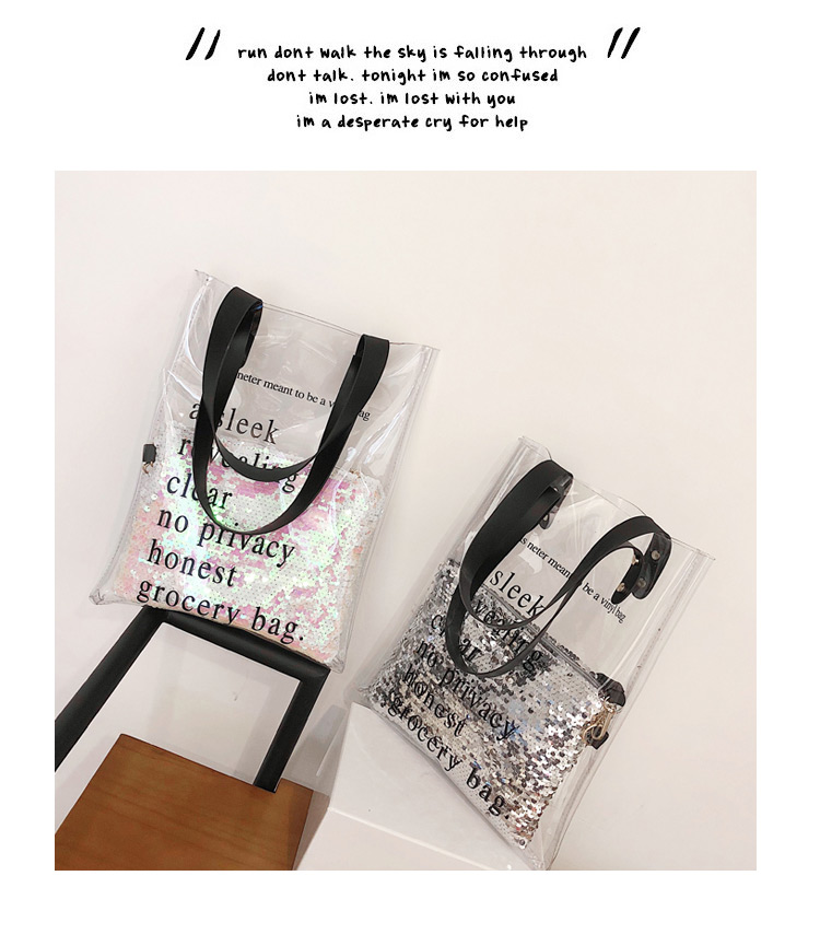 Fashion Beige Letter Pattern Decorated Bag(2pcs),Handbags