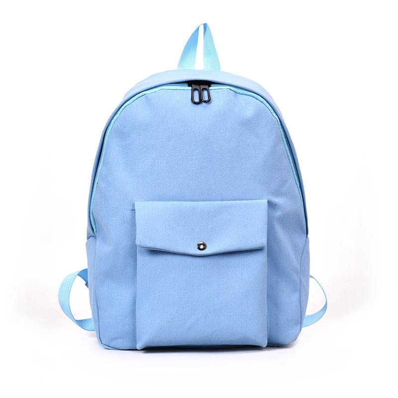 Fashion Light Blue Pure Color Decorated Backpack,Backpack