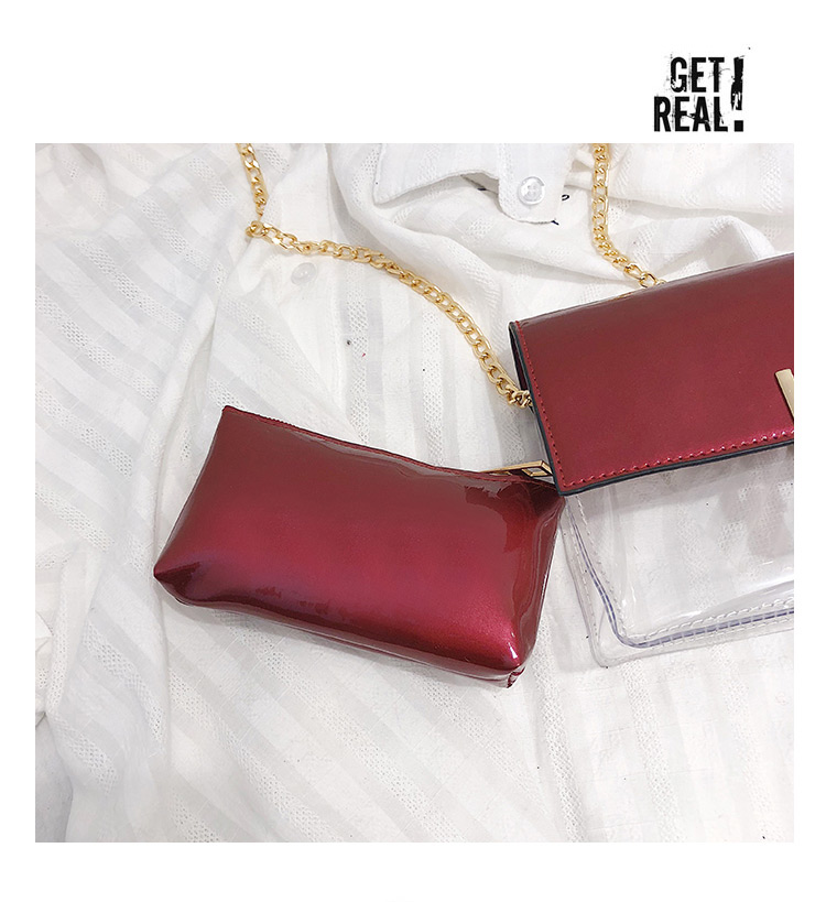 Fashion Claret Red Transparent Decorated Bag(2pcs),Shoulder bags