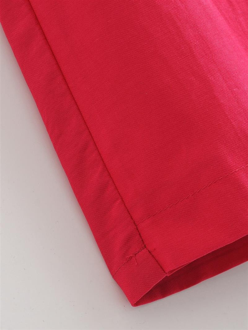 Fashion Plum Red Pure Color Decorated V Neckline Jumpsuit,Pants