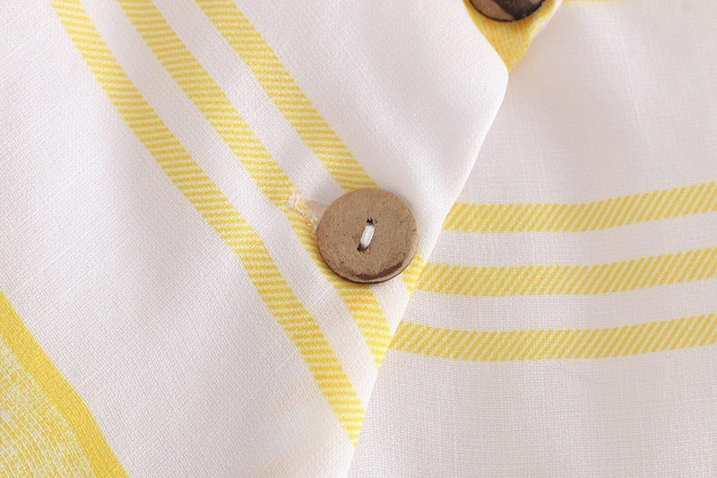 Fashion Yellow Stripe Pattern Decorated Suspender Dress,Pants