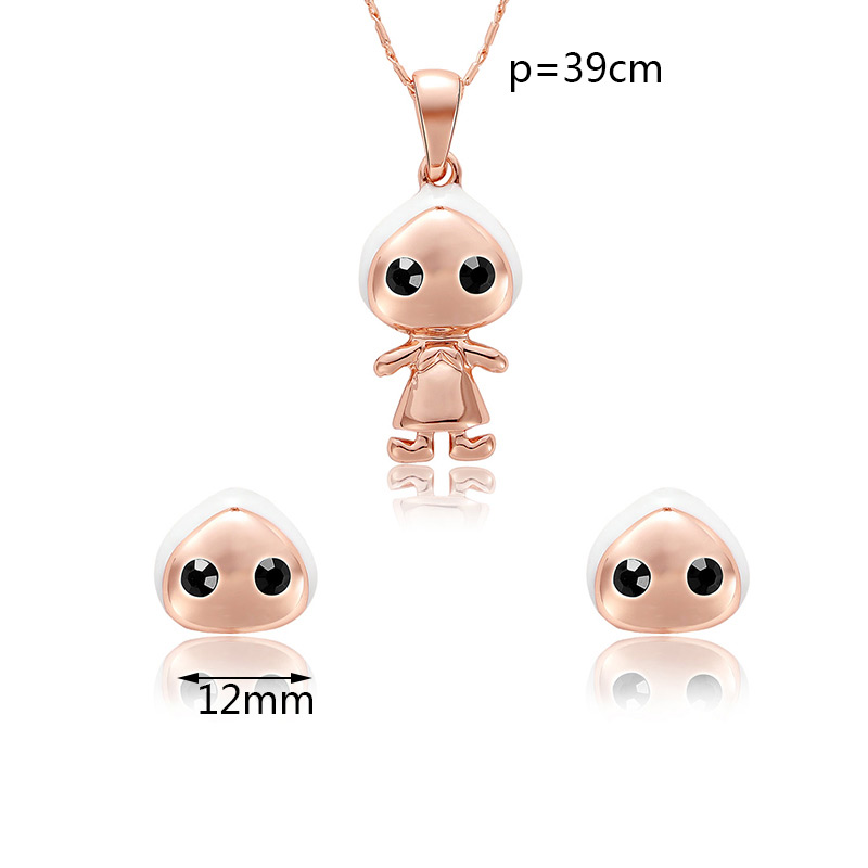 Fashion Rose Gold Doll Shape Decorated Jewelry Sets,Jewelry Sets
