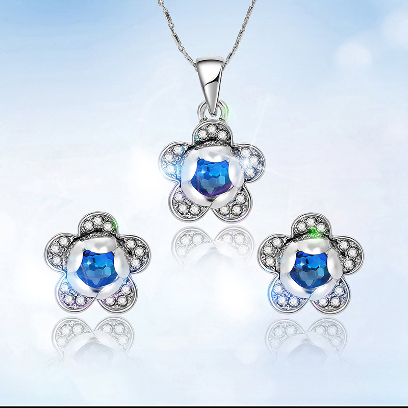 Fashion Blue Flower Shape Decorated Jewelry Sets,Jewelry Sets