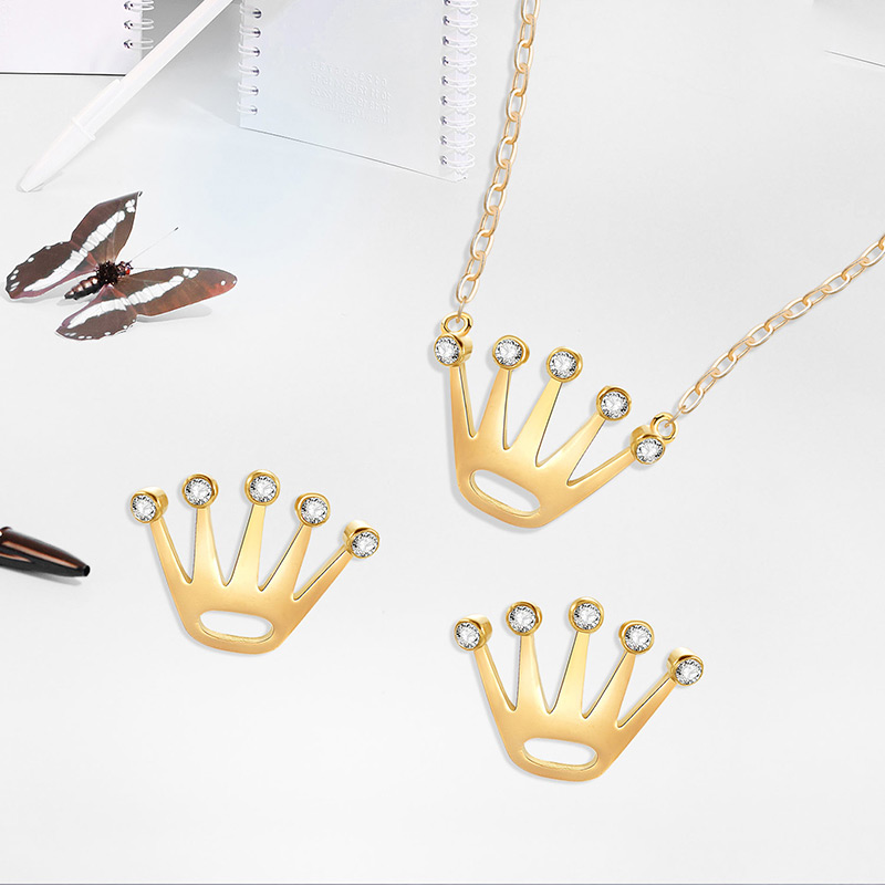 Fashion Gold Color Crown Shape Decorated Jewelry Sets,Jewelry Sets