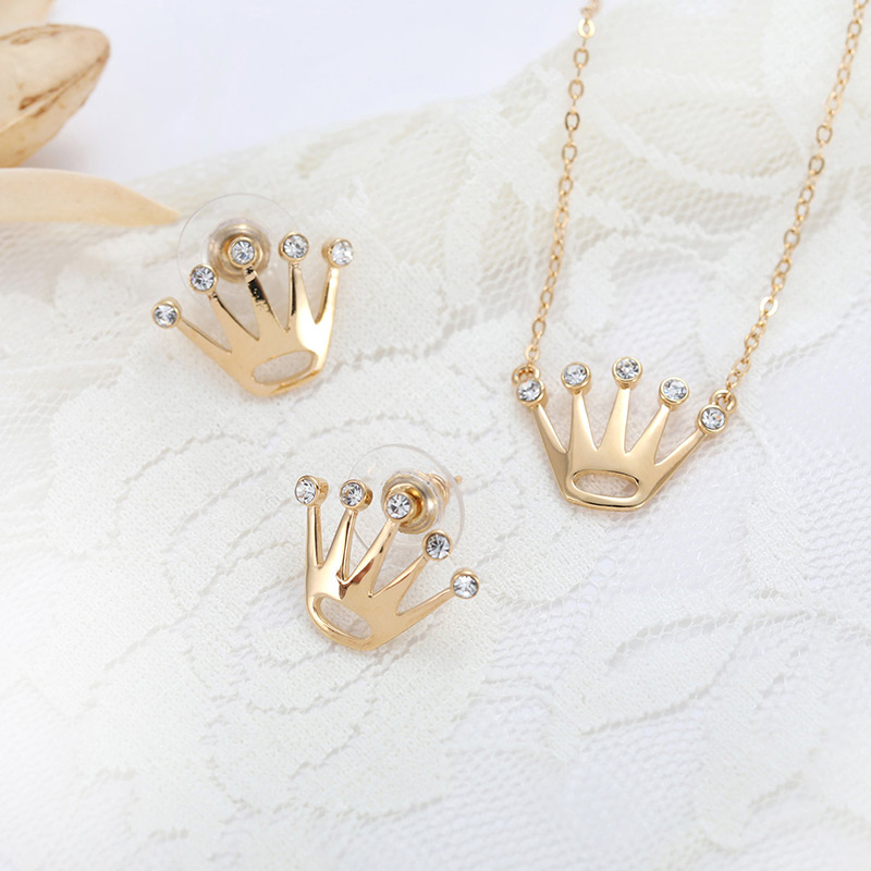 Fashion Gold Color Crown Shape Decorated Jewelry Sets,Jewelry Sets