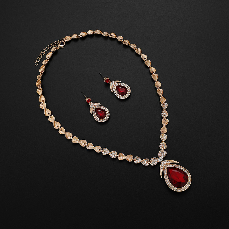 Fashion Red Waterdrop Shape Decorated Jewelry Sets,Jewelry Sets