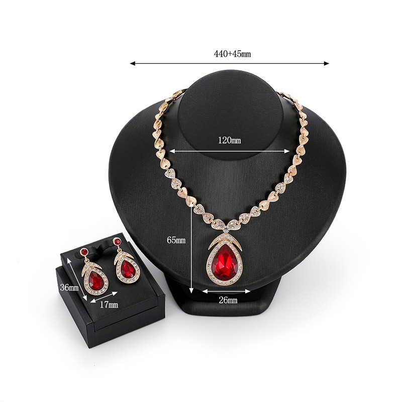 Fashion Red Waterdrop Shape Decorated Jewelry Sets,Jewelry Sets