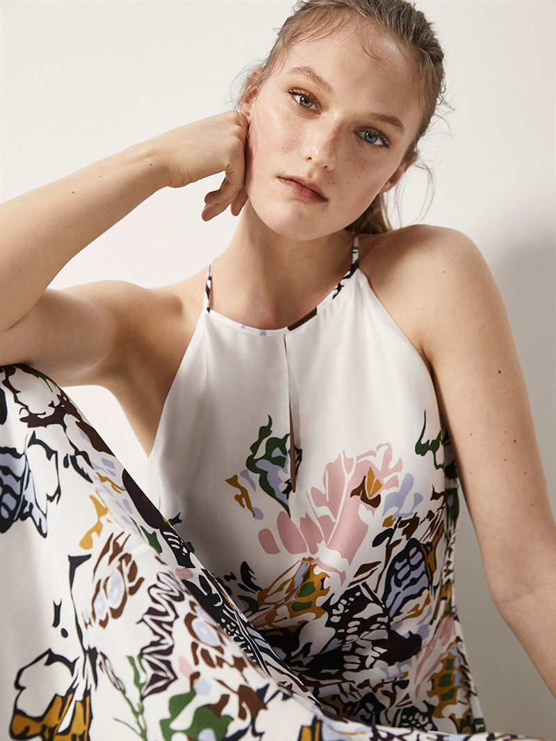 Fashion White Off-the-shoulder Design Flower Pattern Dress,Long Dress