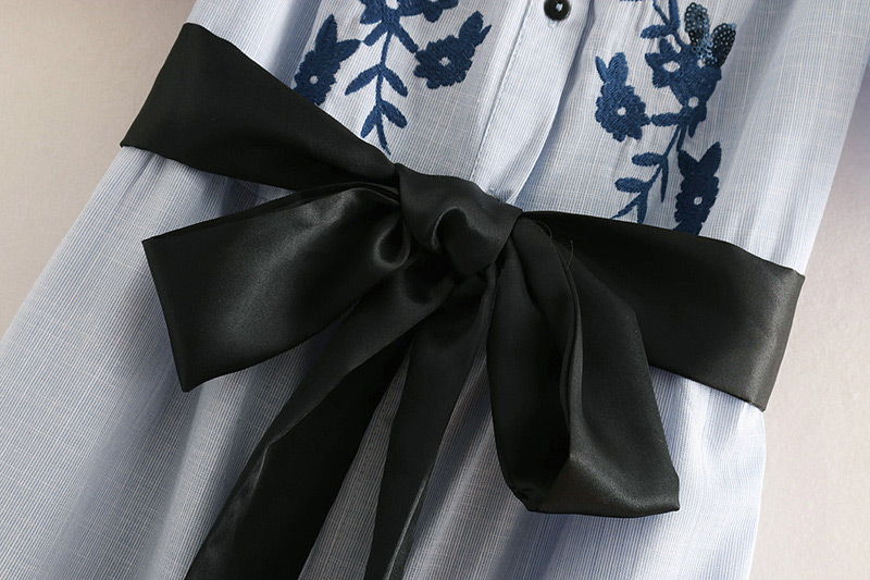 Fashion Blue Off-the-shoulder Design Flower Pattern Dress,Long Dress