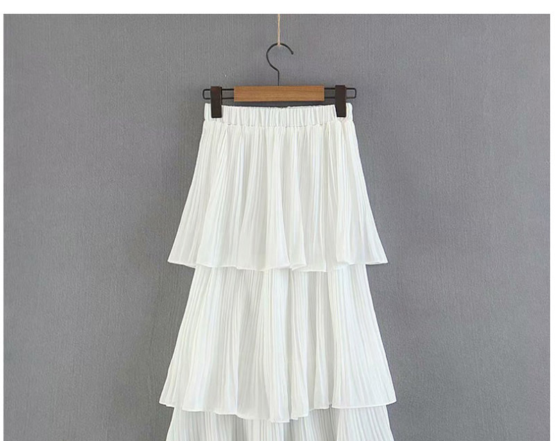 Fashion White Pure Color Decorated Dress,Skirts