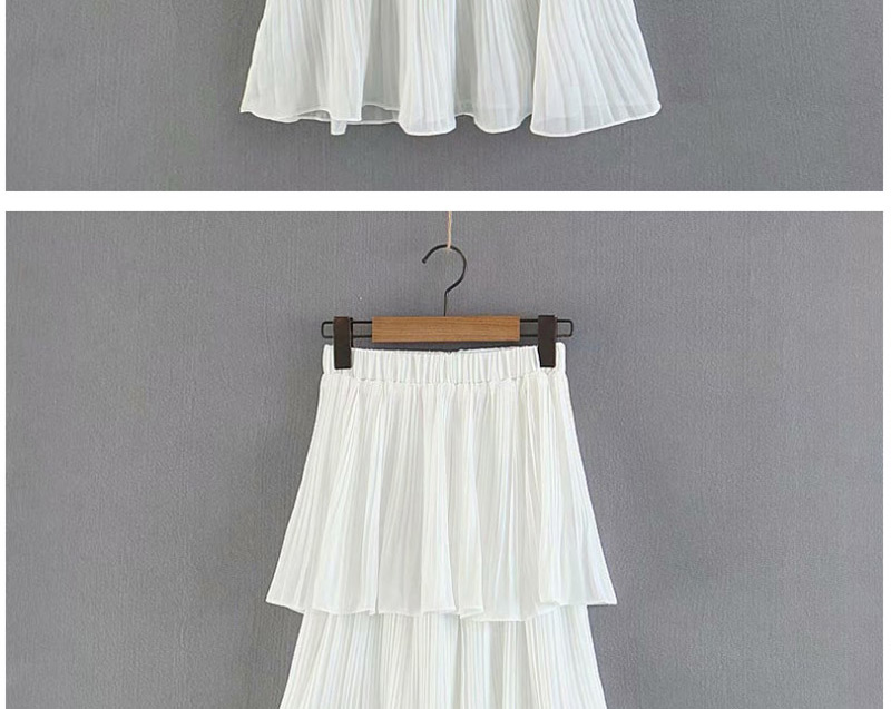 Fashion White Pure Color Decorated Dress,Skirts