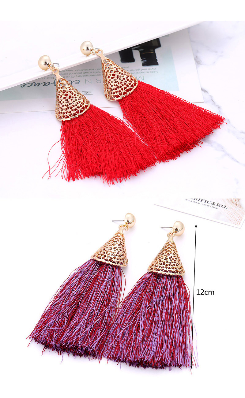 Fashion Purple Hollow Out Design Tassel Earrings,Drop Earrings