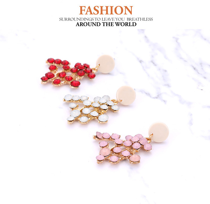 Fashion Pink Full Diamond Decorated Earrings,Drop Earrings