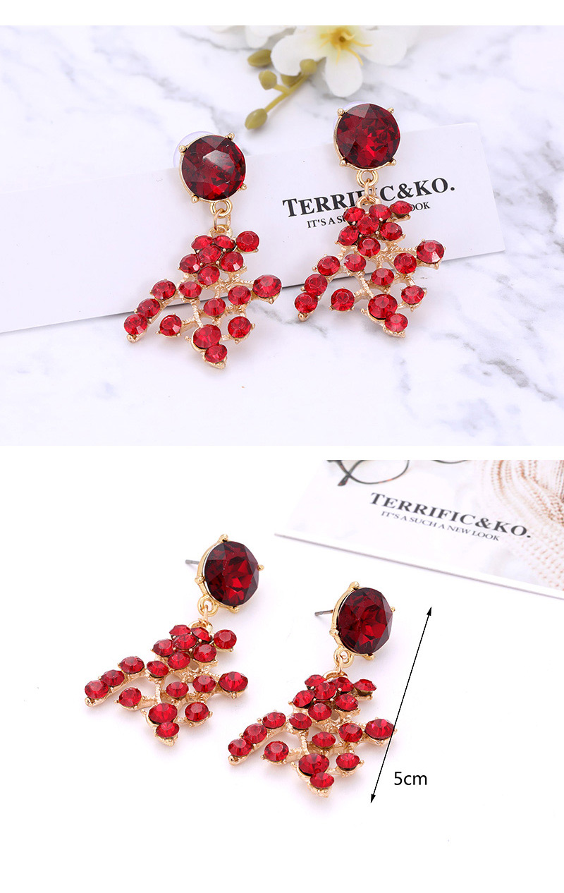 Fashion Red Full Diamond Decorated Earrings,Drop Earrings