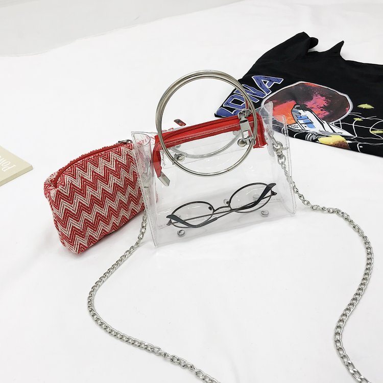 Fashion Red Round Shape Decorated Bag(2pcs),Shoulder bags
