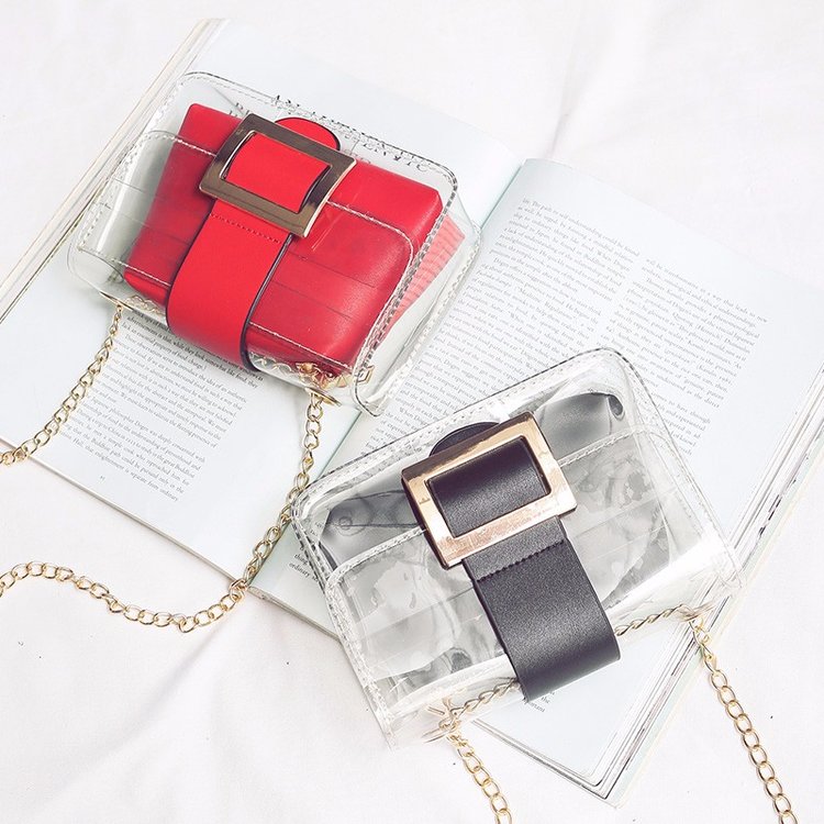 Fashion Red Belt Buckle Shape Decorated Bag(2pcs),Shoulder bags
