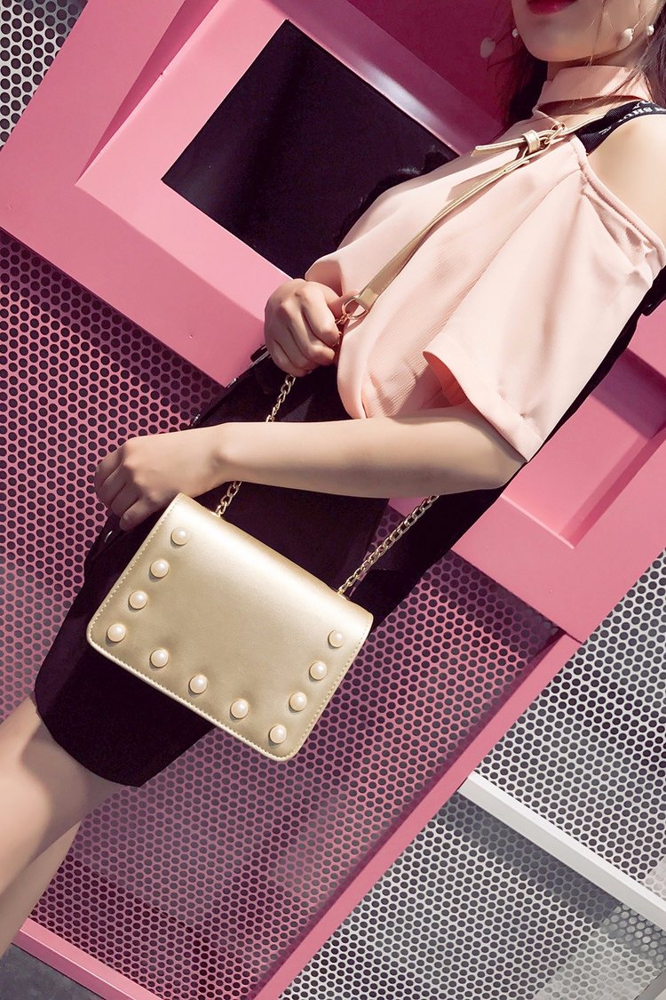 Fashion Gold Color Pearl Decorated Bag,Shoulder bags