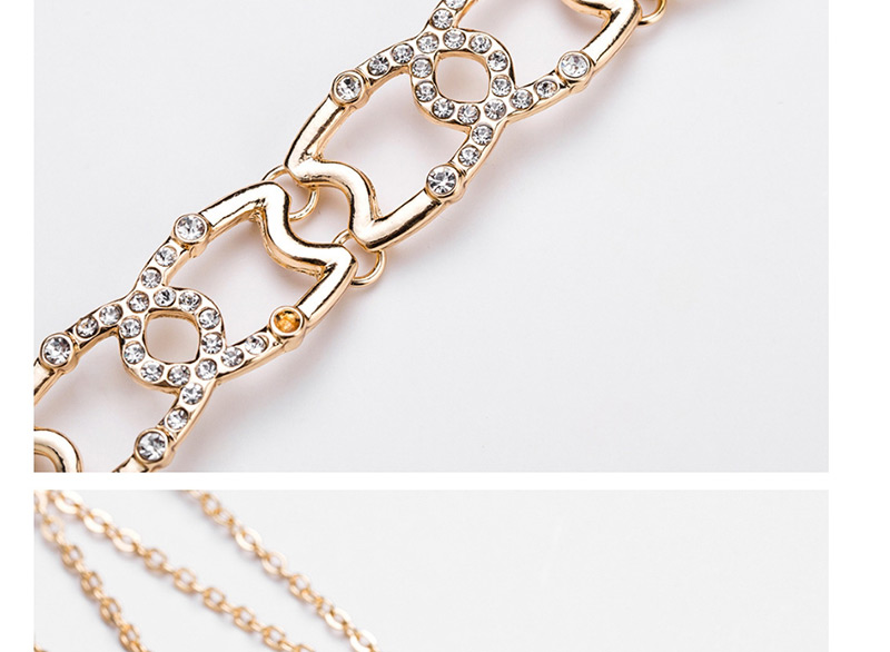 Fashion Gold Color Hollow Out Design Full Diamond Decorated Necklace,Chokers