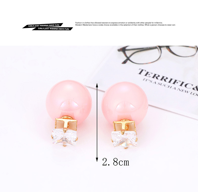 Fashion Pink Pure Color Decorated Earrings,Stud Earrings