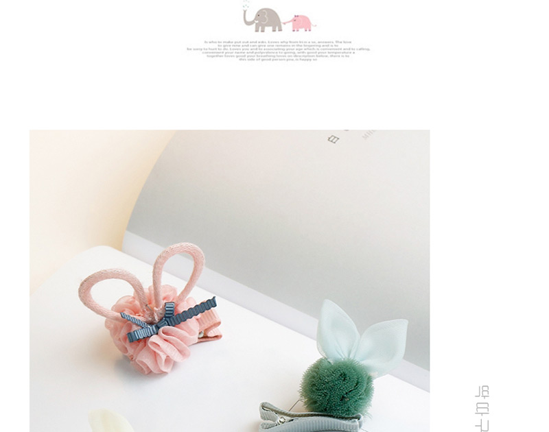 Lovely Pink Rabbit Ears Decorated Ball Shape Hair Clip,Kids Accessories