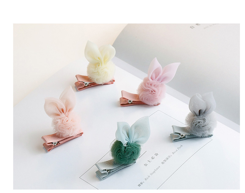 Lovely Green Rabbit Ears Decorated Ball Shape Hair Clip,Kids Accessories