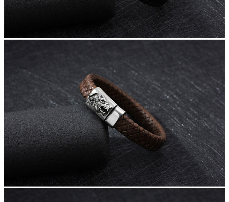 Fashion Dark Brown Grid Pattern Decorated Bracelet,Bracelets